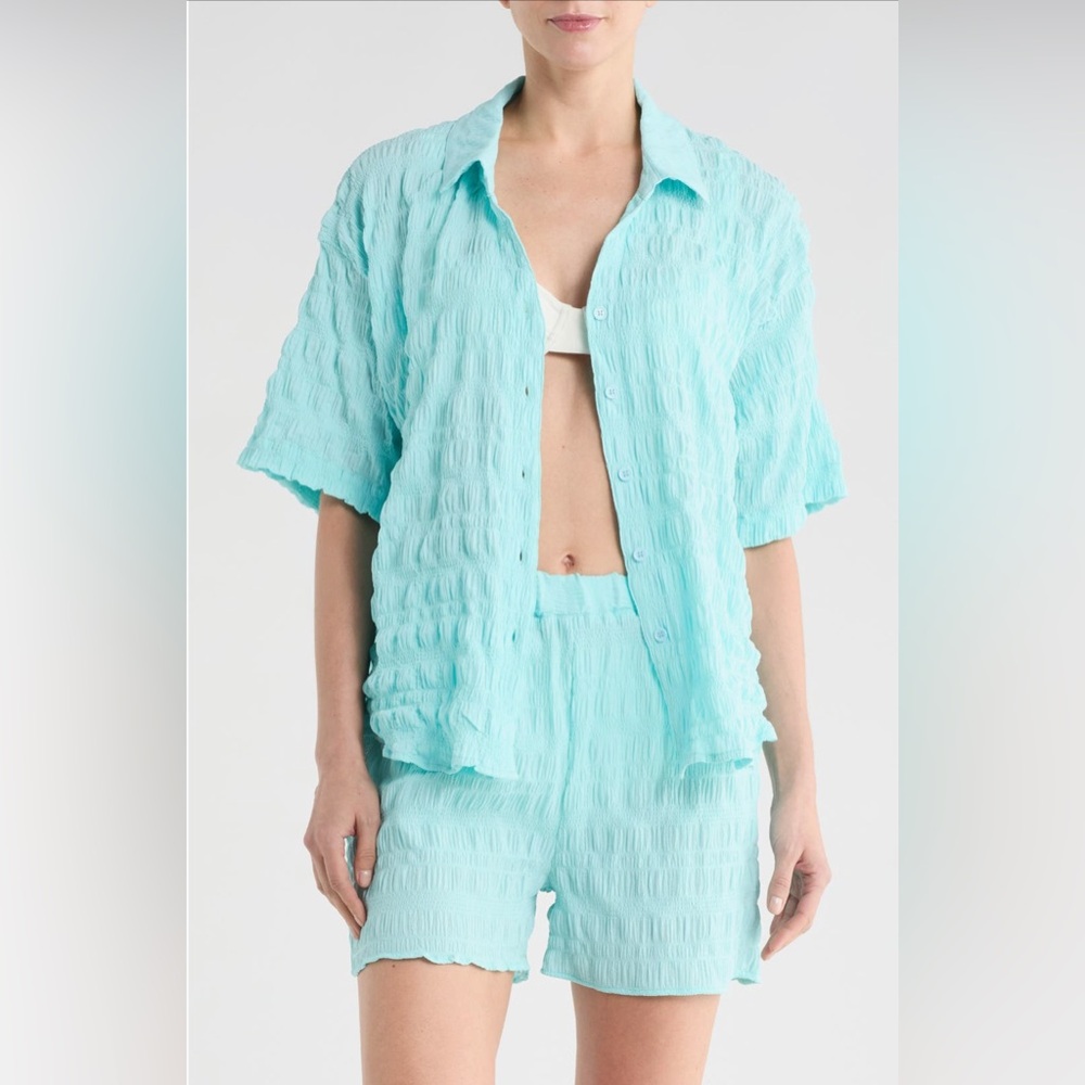Nordstrom Rack Crinkle Cover Up Top & Shorts Set